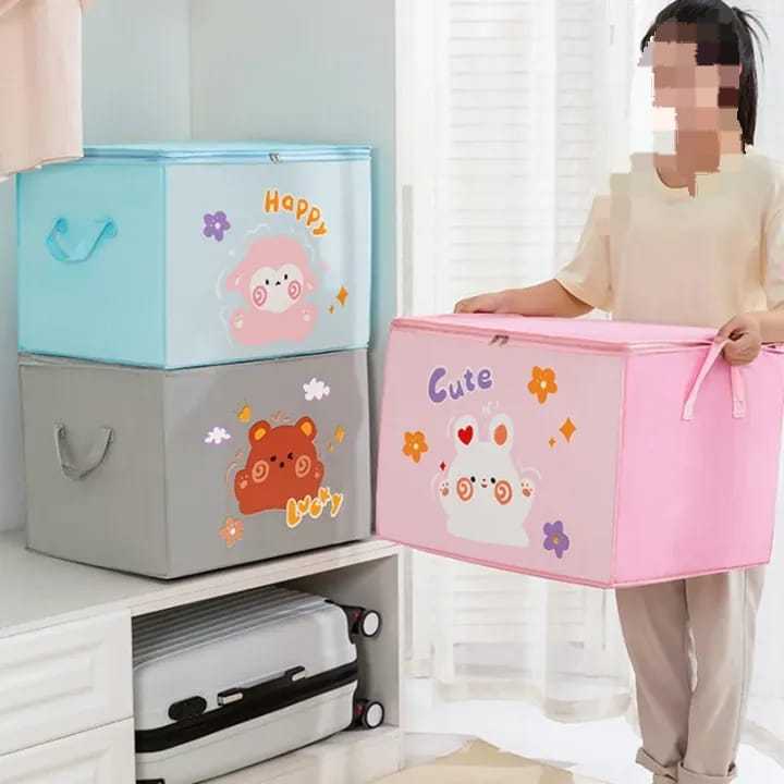 Cartoon Quilt Storage Bag – Large Capacity Clothes & Toy Organizer